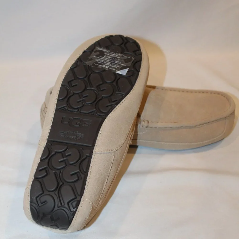 NIB‎ UGG MEN'S ASCOT SAND SUEDE SHEARLING SLIP ON SLIPPERS